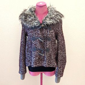 Ella Moss Mauve Herringbone Wool Toggle Coat XS